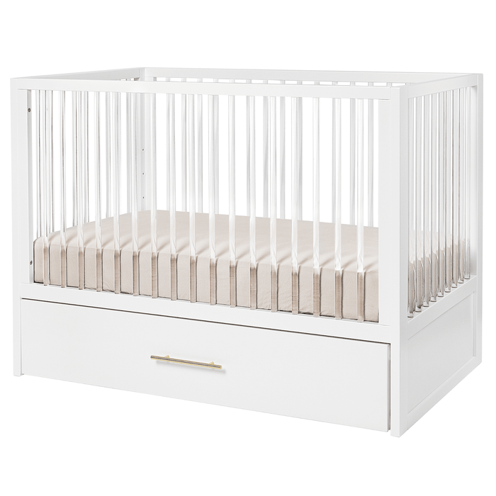 HUSHCRIB 3-IN1 CONVERTIBLE CRIB WITH TRUNDLE BED, WHITE / ACRYLIC