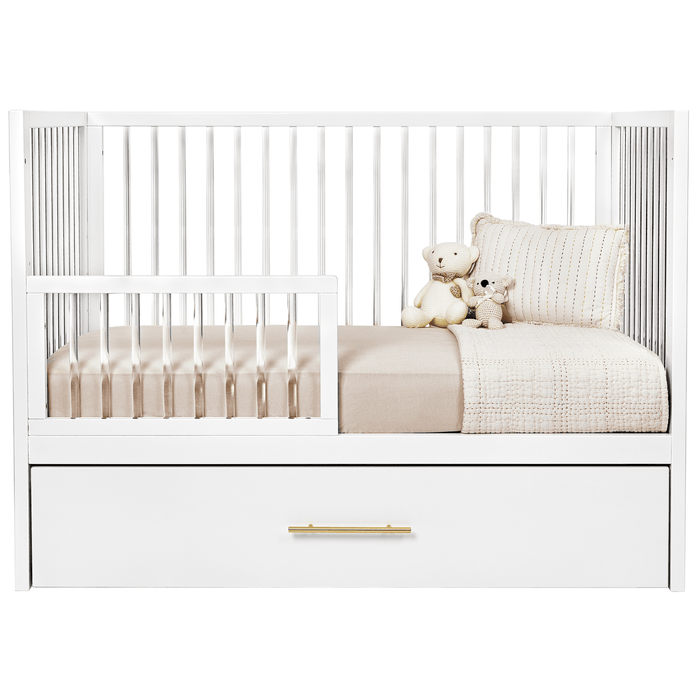 HUSHCRIB 3-IN1 CONVERTIBLE CRIB WITH TRUNDLE BED, WHITE / ACRYLIC