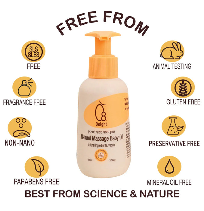 OEIGHT NATURAL MASSAGE BABY OIL  3.38OZ