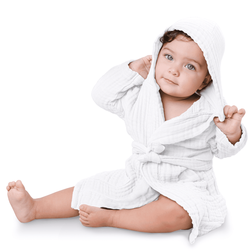 Muslin Bath Robe for Kids, White by Comfy Cubs Comfy Cubs
