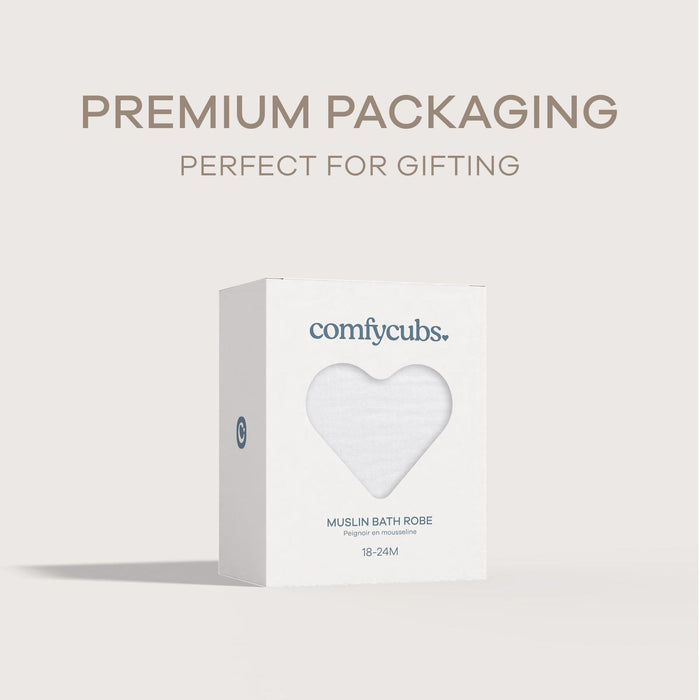 Muslin Bath Robe for Kids, White by Comfy Cubs Comfy Cubs