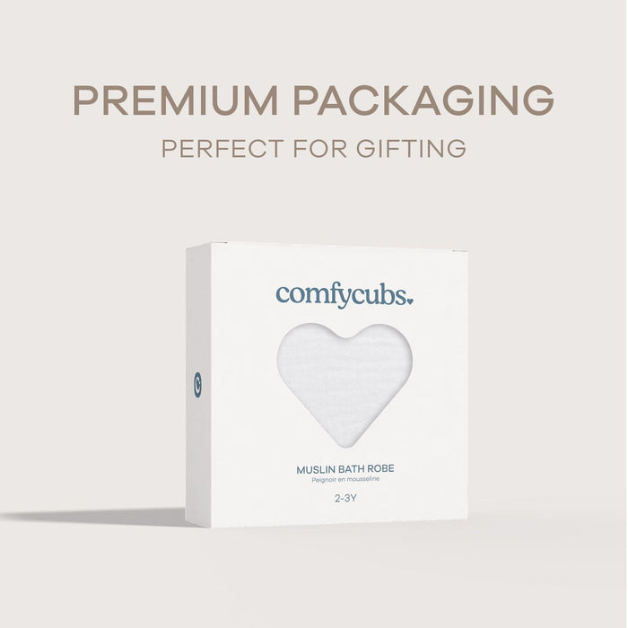 Muslin Bath Robe for Kids, White by Comfy Cubs Comfy Cubs