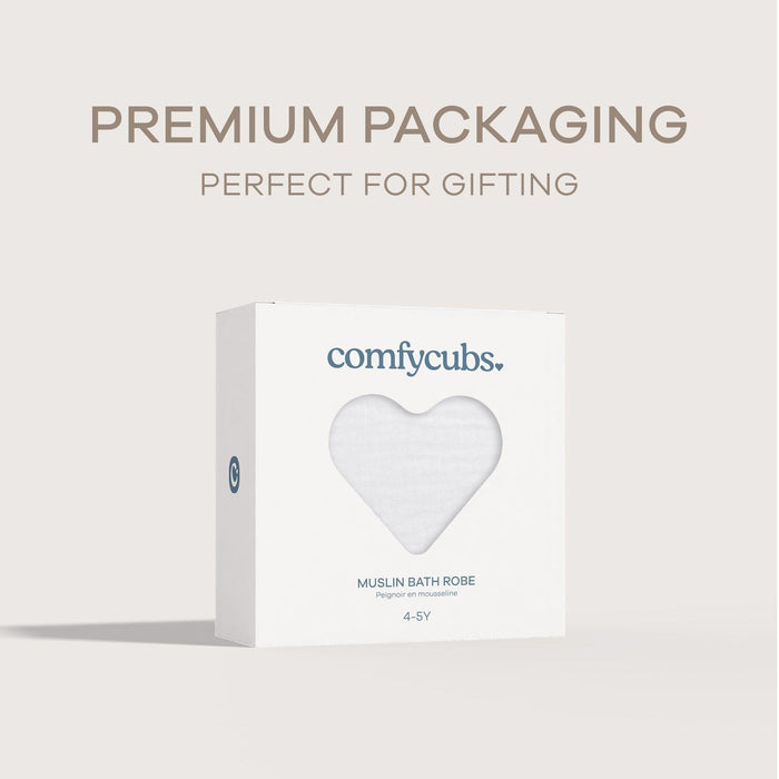 Muslin Bath Robe for Kids, White by Comfy Cubs Comfy Cubs