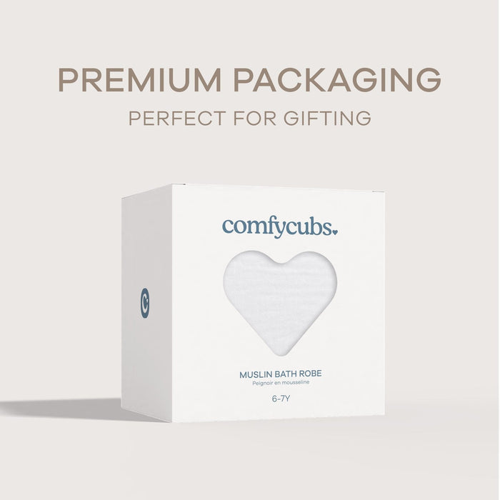 Muslin Bath Robe for Kids, White by Comfy Cubs Comfy Cubs