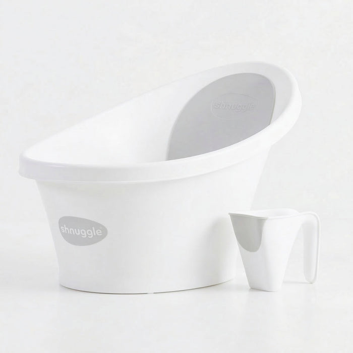 Newborn Bath Essentials Bundle | Baby Bath with Support Bump, Soft Backrest & Rinse Jug | Safe & Stylish Bathtime Set White Bath M4A