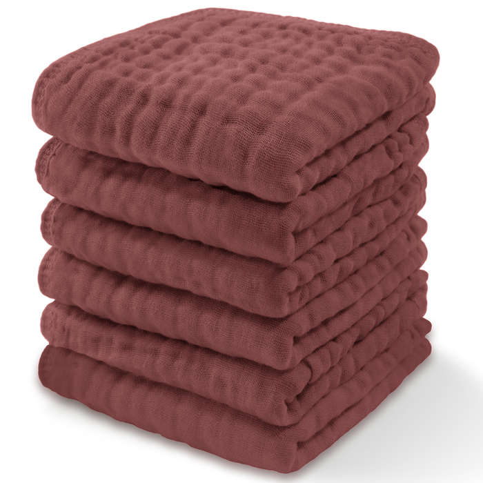 Muslin Washcloths by Comfy Cubs - Wine Pack of 6 Washcloths Comfy Cubs