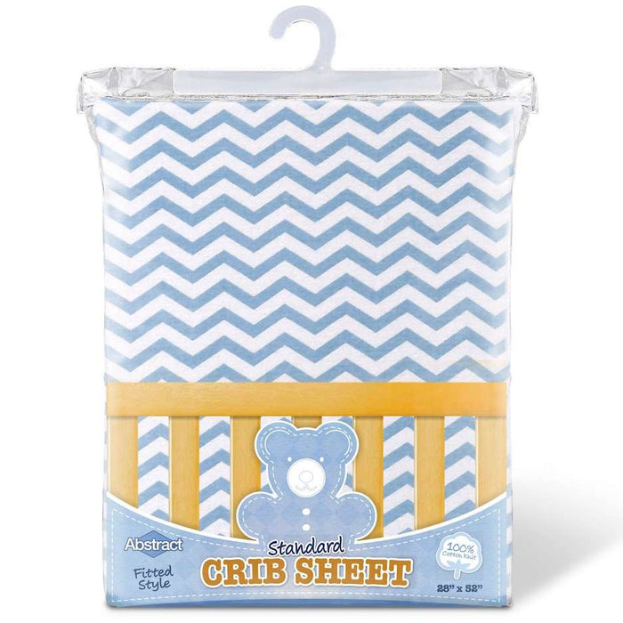 ABSTRACT FITTED SHEET ZIGZAG BLUE FOR STANDARD CRIB - 28" X 52"