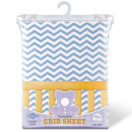 ABSTRACT FITTED SHEET ZIGZAG BLUE FOR PORTABLE CRIB - 24" X 38"