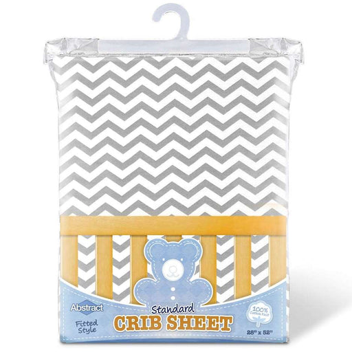 ABSTRACT FITTED SHEET ZIGZAG GRAY FOR STANDARD CRIB - 28" X 52"