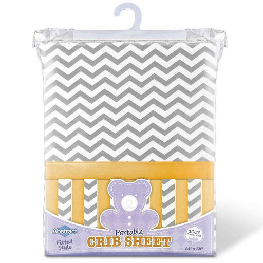 ABSTRACT FITTED SHEET ZIGZAG GRAY FOR PORTABLE CRIB - 24" X 38"