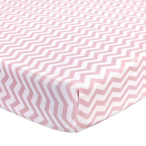 ABSTRACT FITTED SHEET ZIGZAG PINK FOR PORTABLE CRIB - 24" X 38"