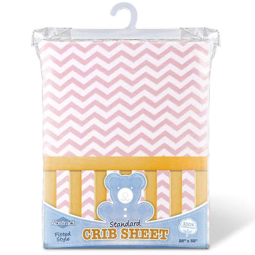 ABSTRACT FITTED SHEET ZIGZAG PINK FOR STANDARD CRIB - 28" X 52"