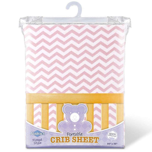 ABSTRACT FITTED SHEET ZIGZAG PINK FOR PORTABLE CRIB - 24" X 38"