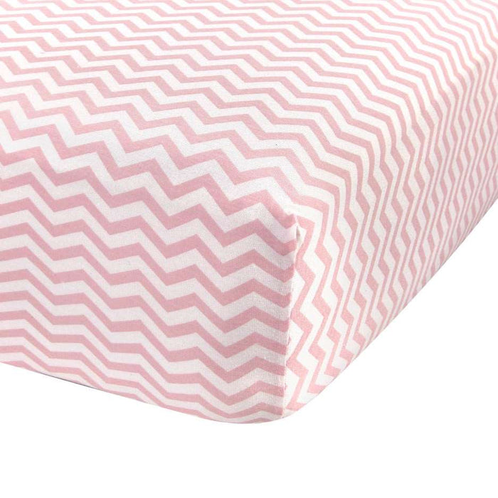 ABSTRACT FITTED SHEET ZIGZAG PINK FOR STANDARD CRIB - 28" X 52"