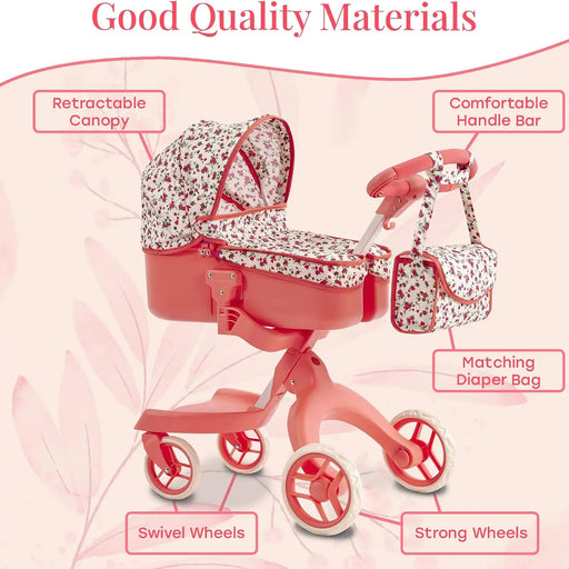 THE NEW YORK DOLL COLLECTION DOLL STROLLER - FLORAL DOLL THE NEW YORK DOLL COLLECTION