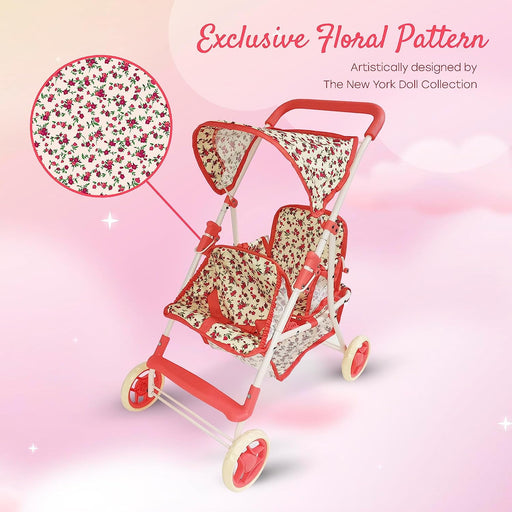 THE NEW YORK DOLL COLLECTION BABY DOLL STROLLER - FLORAL DOLL THE NEW YORK DOLL COLLECTION
