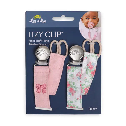 ITZY RITZY- ITZY CLIP™ LINEN PACIFIER CLIP . PINK PACI CLIP ITZY RITZY
