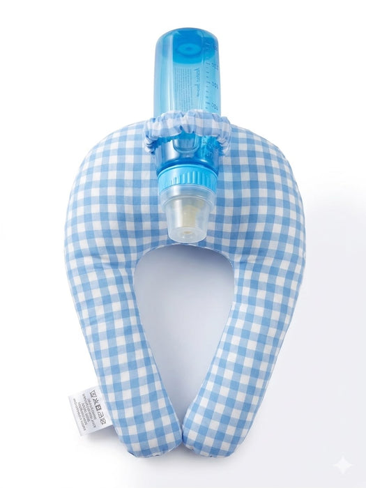 BOTTLE HOLDER BLUE GINGHAM FEEDING THE BOTTLE HOLDER