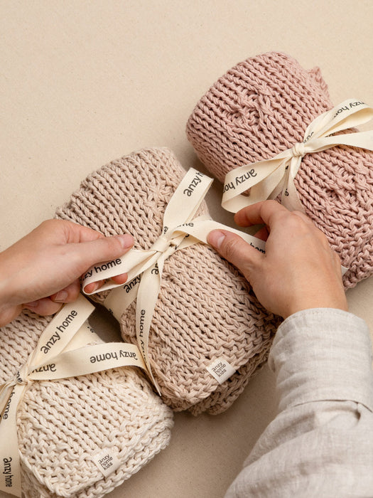 Baby Blanket Hand-Knitted Pointelle Anzy Home