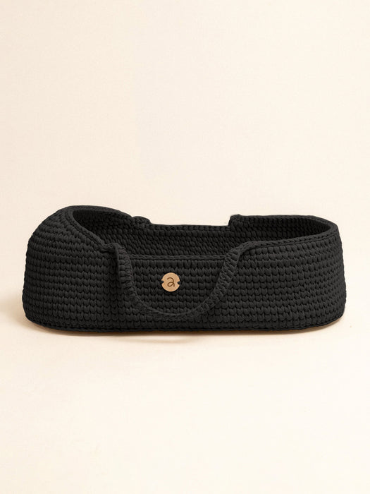 Baby Moses Basket with Round Hood Standard EU Black Bassinets & Cradles Anzy Home