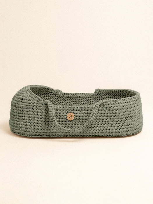 Baby Moses Basket with Round Hood Standard EU Sage Green Bassinets & Cradles Anzy Home