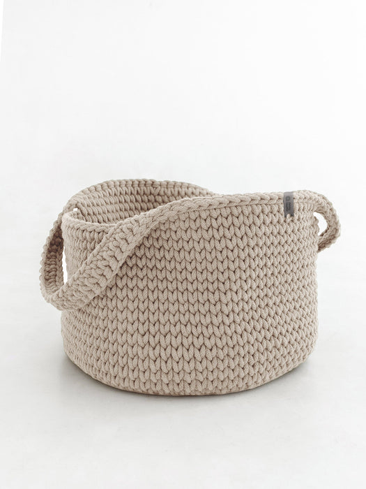 Basket Round with Handles Recycled Beige cord Baskets Anzy Home