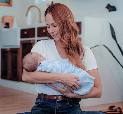 Muslin Swaddle Blankets, 4 Pack by Comfy Cubs - Blue Swaddles Comfy Cubs