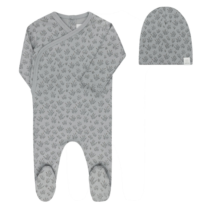 AURORA - MODAL FRENCH TERRY BLOOMS COLLECTION - FOOTIE + BEANIE BLUE CLOTHING AURORA