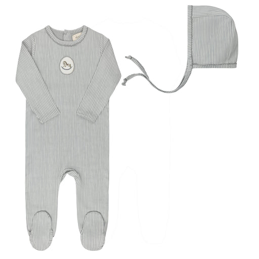 AURORA - COTTON FRENCH TERRY ROCKING HORSE - FOOTIE + BONNET BLUE CLOTHING AURORA