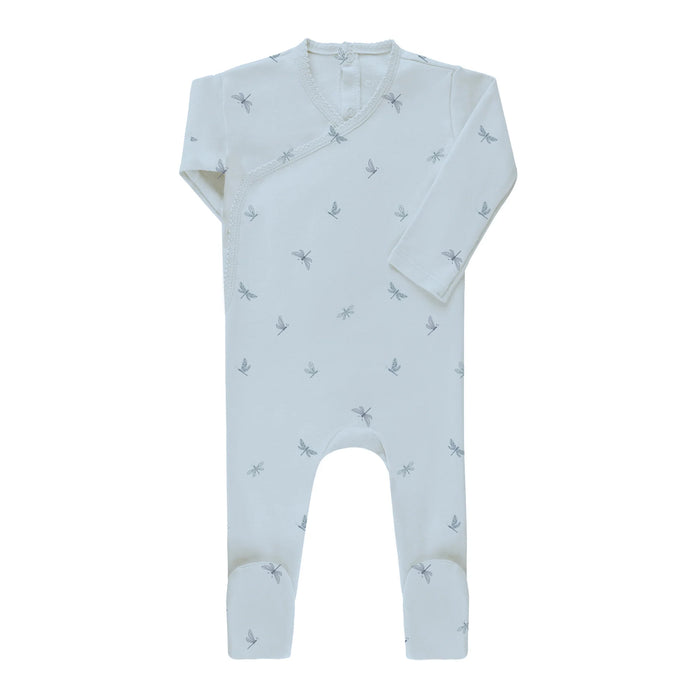 AURORA CLASSICS BABY FOOTIE JERSEY COTTON BUTTERFLY/ DRAGONFLY COLLECTION BLUE FOOTIE AURORA