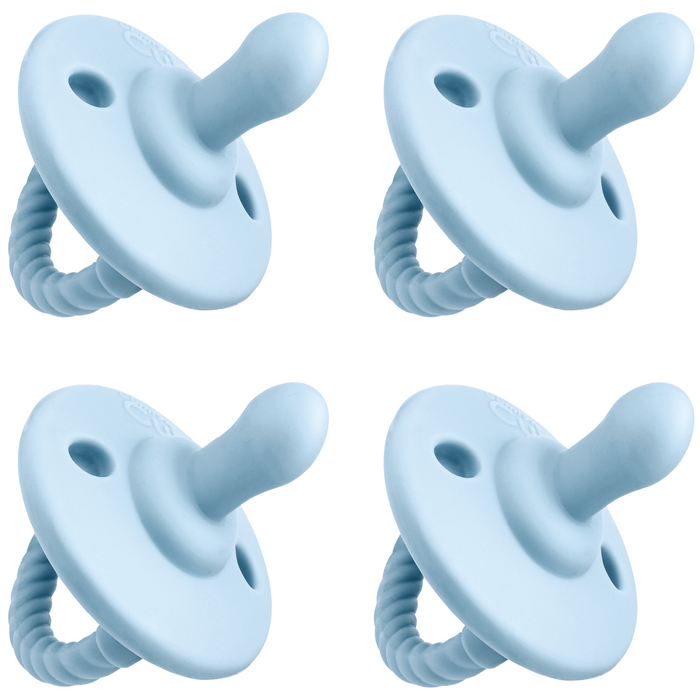 Pacifiers, 4 Pack by Comfy Cubs - Sky Blue Flat Pacifiers Comfy Cubs