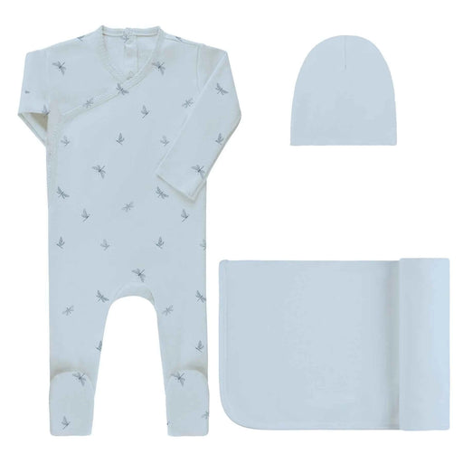 AURORA CLASSICS BABY LAYETTE SET / TAKE ME HOME SET JERSEY COTTON DRAGONFLY COLLECTION BLUE TAKE ME HOME SET AURORA