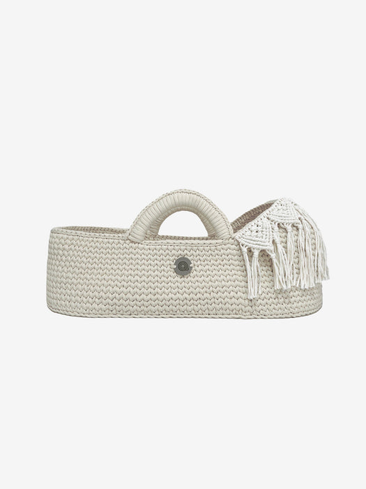 Standard Boho Moses Basket with Macrame Hood Ecru Bassinets & Cradles Anzy Home