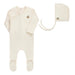 AURORA EMBROIDERED CHERRY COLLECTION - FOOTIE + BONNET IVORY BLUE FOOTIE + BONNET AURORA