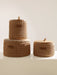 Round Storage Baskets w/ Wooden Lid Recycled Caramel Storage & Organization Anzy Home