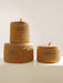 Round Storage Baskets w/ Wooden Lid Recycled Mustard cord Storage & Organization Anzy Home