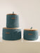Round Storage Baskets w/ Wooden Lid Recycled Teal Storage & Organization Anzy Home