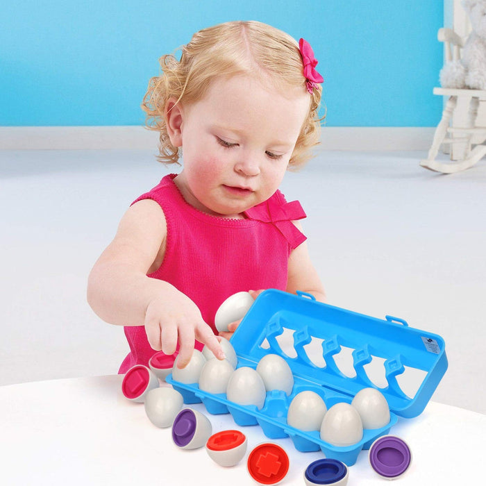 PLAYKIDZ SHAPE SORTING EGGS - A DOZEN PIECES FOR MIXING AND MATCHING COLOR OR SHAPE TOYS PLAYKIDIZ