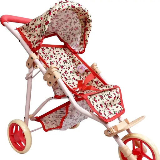 THE NEW YORK DOLL COLLECTION DOLL JOGGING STROLLER - FLORAL DOLL THE NEW YORK DOLL COLLECTION