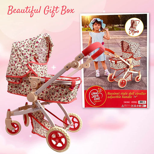 THE NEW YORK DOLL COLLECTION CONVERTIBLE COMBO BABY DOLL STROLLER - FLORAL DOLL THE NEW YORK DOLL COLLECTION