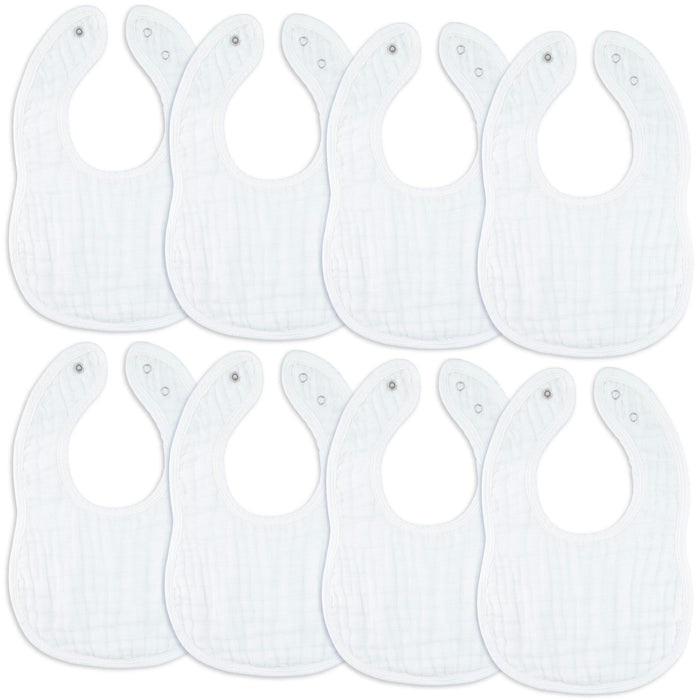 Muslin Bibs by Comfy Cubs - White Pack Of 8 Bibs Comfy Cubs