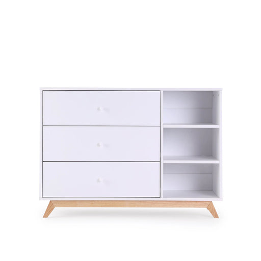 DADADA CENTRAL PARK 3-DRAWER, TWO SHELF NURSERY DRESSER . WHITE NATURAL FURNITURE DADADA