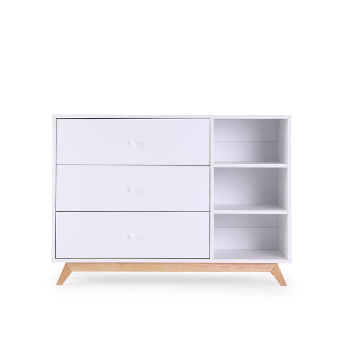 DADADA CENTRAL PARK 3-DRAWER, TWO SHELF NURSERY DRESSER . WHITE NATURAL FURNITURE DADADA