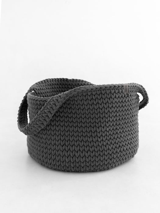 Basket Round with Handles Recycled Charcoal Baskets Anzy Home