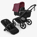 BUGABOO FOX 5 RENEW BASSINET AND SEAT STROLLER COMPLETE FULL-SIZE STROLLER . BLACK DARK CHERRY STROLLERS BUGABOO