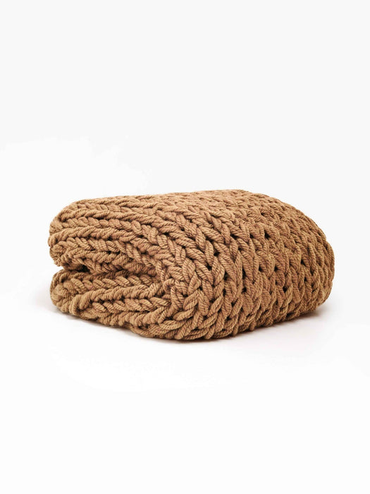 Chunky Knit Blanket in Beige Blankets Anzy Home