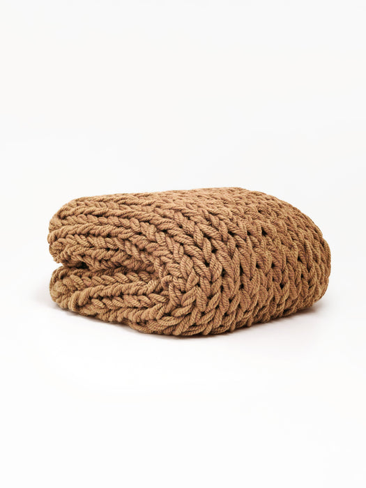Chunky Knit Blanket in Beige Blankets Anzy Home