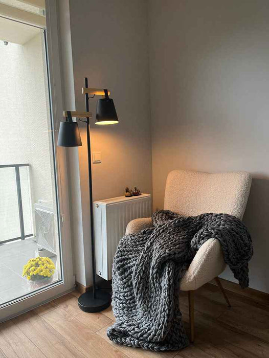 Chunky Knit Blanket in Grey