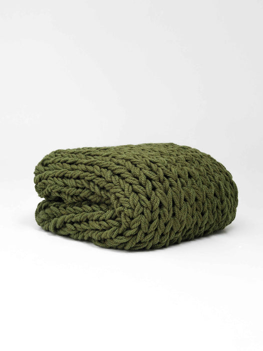 Chunky Knit Blanket in Khaki