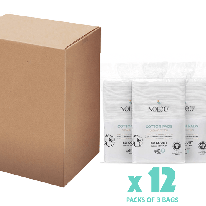 NOLEO Organic Cotton Pads - XL 3.54"x4.33" Pack of 12 (36x80packs) Diaper Rash Treatment Cream > Baby Wipes > Liniment > Organic Baby Wipes > Baby Lotion > Cloth Diaper Safe Rash Cream M4A